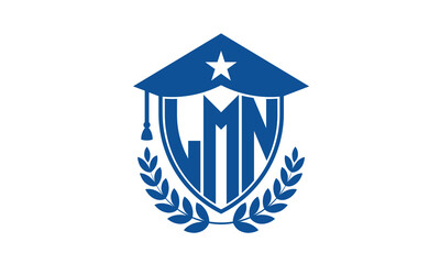 LMN three letter iconic academic logo design vector template. monogram, abstract, school, college, university, graduation cap symbol logo, shield, model, institute, educational, coaching canter, tech