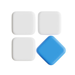 3D App Menu Model Exploring Options and  Accessing Functions. 3d illustration, 3d element, 3d rendering. 3d visualization isolated on a transparent background