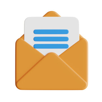 3D Email Model Accessing Your Digital Correspondence with Ease. 3d illustration, 3d element, 3d rendering. 3d visualization isolated on a transparent background