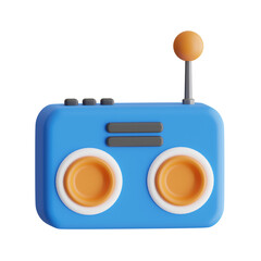 3D Radio Model Connecting Communities through Waves of Sound. 3d illustration, 3d element, 3d rendering. 3d visualization isolated on a transparent background