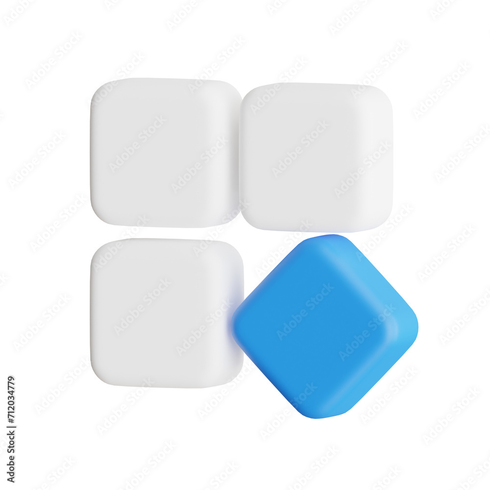 Aufkleber 3D App Menu Model Exploring Options and  Accessing Functions. 3d illustration, 3d element, 3d rendering. 3d visualization isolated on a transparent background