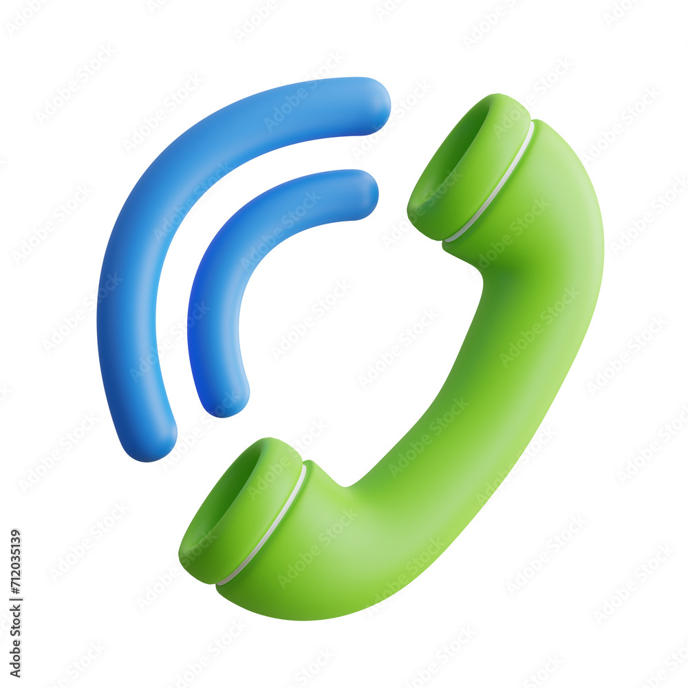 Aufkleber 3D Call Model Accessing Communication Initiating Conversations. 3d illustration, 3d element, 3d rendering. 3d visualization isolated on a transparent background