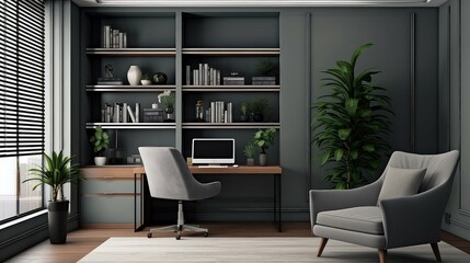 Fototapeta na wymiar minimalist room grey background illustration modern stylish, contemporary neutral, chic elegant minimalist room grey background