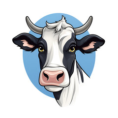 Cartoon Style Farm Cow Logo Illustration No Background Perfect for Print on Demand Merchandise