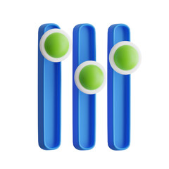 3D Equalizer Model Balancing Audio Dynamics in Multimedia Applications. 3d illustration, 3d element, 3d rendering. 3d visualization isolated on a transparent background