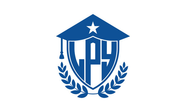 LPY three letter iconic academic logo design vector template. monogram, abstract, school, college, university, graduation cap symbol logo, shield, model, institute, educational, coaching canter, tech