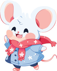 Mouse Cartoon Character in Winter Clothes