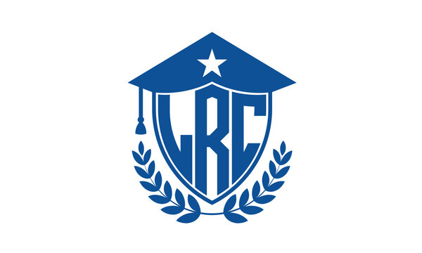 LRC three letter iconic academic logo design vector template. monogram, abstract, school, college, university, graduation cap symbol logo, shield, model, institute, educational, coaching canter, tech