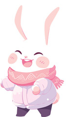 Rabbit Cartoon in Winter Clothes Illustration