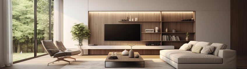 Interior Design Living room with big empty wall