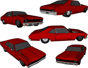 Vector sketch illustration of classic old car vehicle design collection © nur