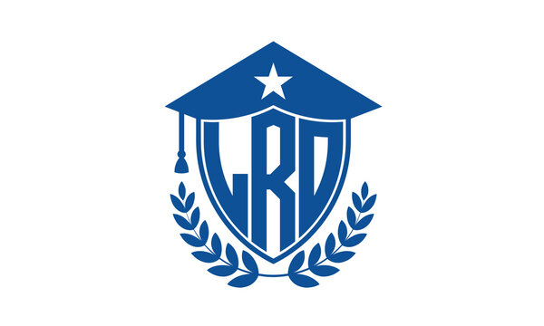 LRO three letter iconic academic logo design vector template. monogram, abstract, school, college, university, graduation cap symbol logo, shield, model, institute, educational, coaching canter, tech