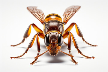 Macro shot of a wasp on a white background, isolated