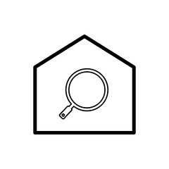 magnifying glass house line logo icon vector image