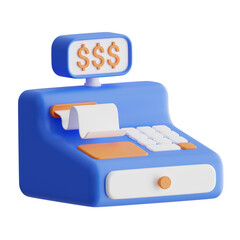3D Cash Register Model Simplifying Transactions for Seamless Checkout. 3d illustration, 3d element, 3d rendering. 3d visualization isolated on a transparent background