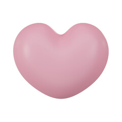 3D render, pink heart on transparent background