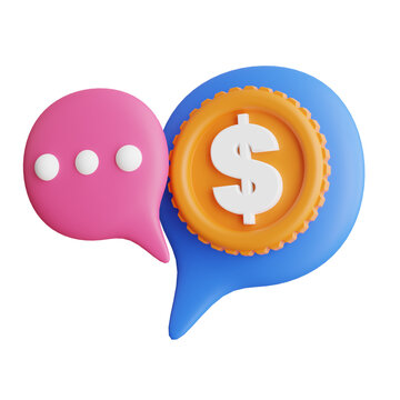 3D Money Talk Model Financial Conversations Made Simple. 3d illustration, 3d element, 3d rendering. 3d visualization isolated on a transparent background