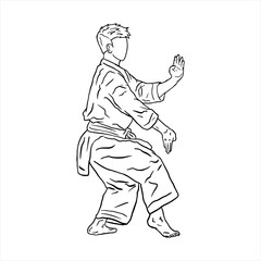illustration of karate line art vector