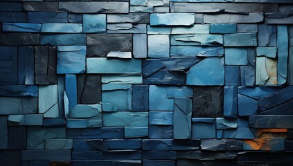Blue stone wall background. Created with A i