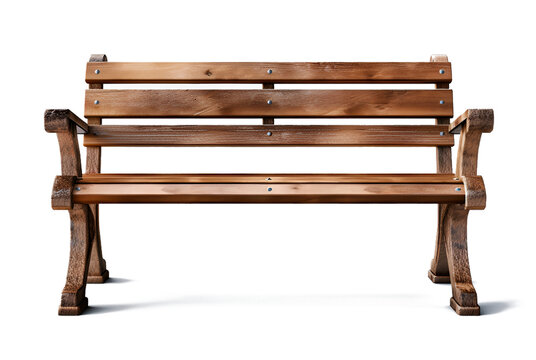 wooden park bench isolated on a transparent background, generative ai