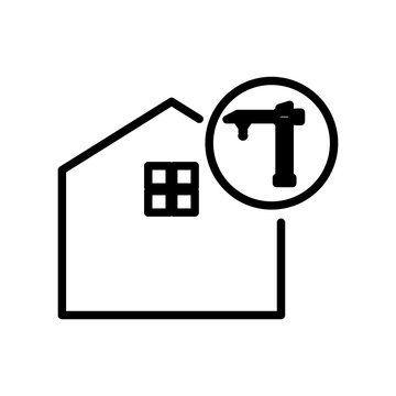 crane house line logo icon vector image