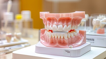 Fototapeta premium Detailed Dental Model with Red Gums and White Teeth for Educational Demonstration