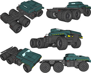 Vector sketch illustration of design for heavy equipment, car, truck, transportation for mining areas