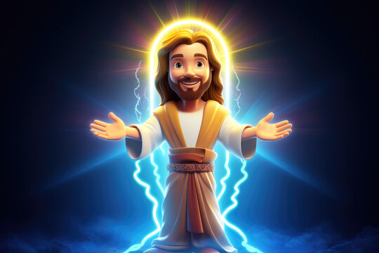 3d jesus glowing cartoon characters