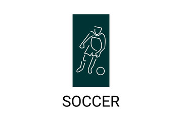 Soccer or football sport vector line icon. sportman, playing football. sport pictogram illustration.