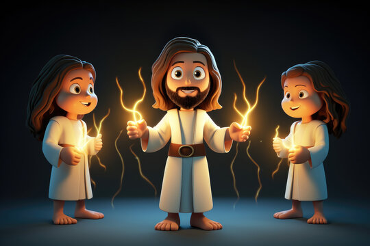 3d jesus glowing cartoon characters