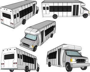 Vector sketch illustration of commercial passenger caravan car public transport design - obrazy, fototapety, plakaty