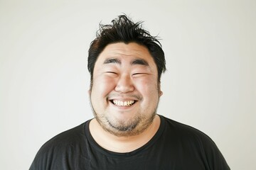 Obraz premium 太っている日本人男性のポートレート（デブ・肥満・減量・ぽっちゃり・ダイエット・フィットネス）