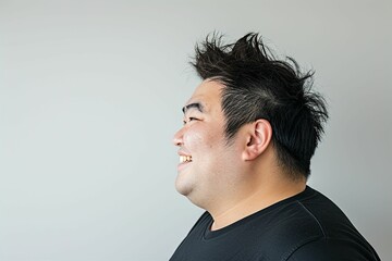 太っている日本人男性のポートレート（デブ・肥満・減量・ぽっちゃり・ダイエット・フィットネス） - obrazy, fototapety, plakaty