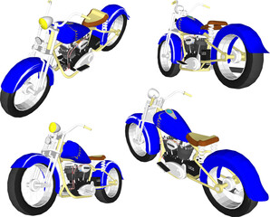Vector sketch illustration of custom modified motorbike design for touring and competition