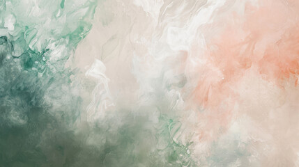 Watercolor abstract background on canvas with a dynamic mix of dusty rose, sage green and cream