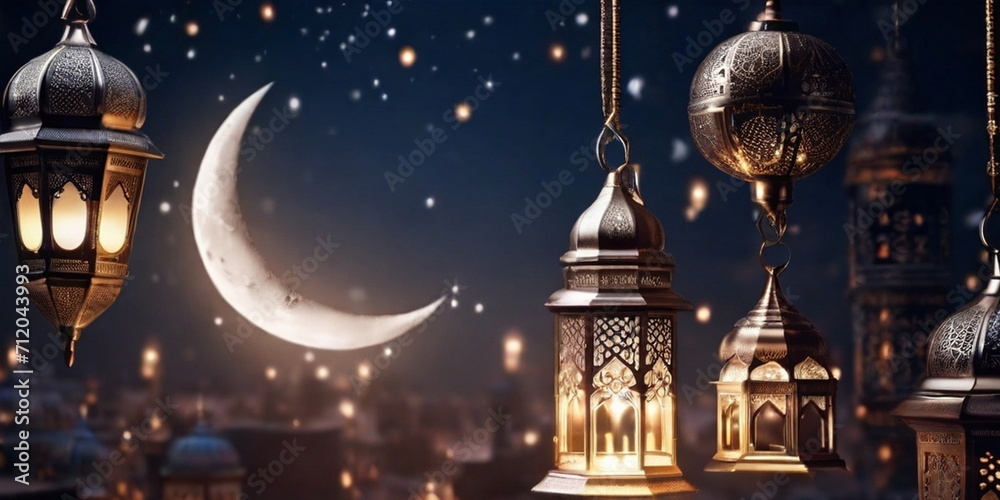 Wall mural ramadan moon, mosque, leant background design