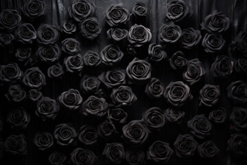 Mysterious Elegance Black Roses Wall for Dramatic Decor.