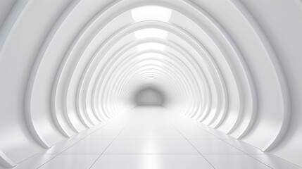Fototapeta na wymiar white hallway tunnel modern background with day light