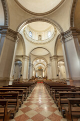 TREVISO, ITALY - NOVEMBER 8, 2023: The nave of the cathedral La Cattedrale di San Pietro Apostolo.