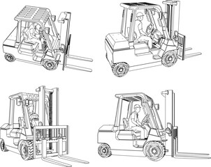 Vector sketch illustration of heavy lifting equipment design