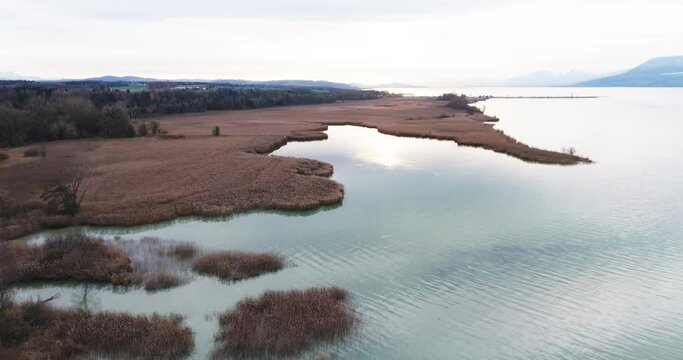 a lake with its coast
