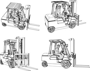 Vector sketch illustration of heavy lifting equipment design - obrazy, fototapety, plakaty