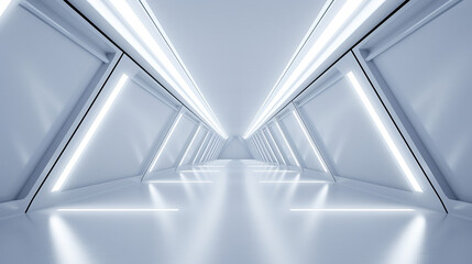 empty long light corridor modern white background