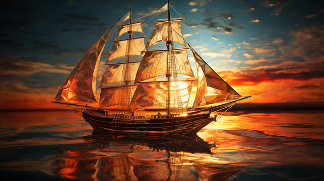 Sailing ship in sea