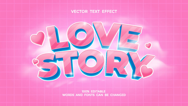 love story editable 3d text effect