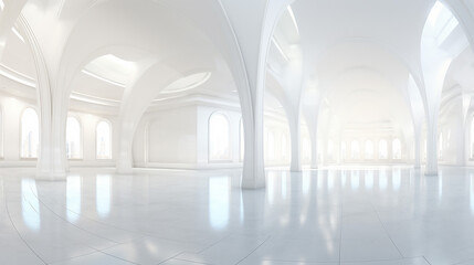360 spherical panorama view of futuristic white hall - obrazy, fototapety, plakaty
