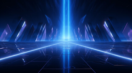 abstract dark futuristic blue night background rays and lines futuristic light tunnel .