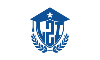 LZI three letter iconic academic logo design vector template. monogram, abstract, school, college, university, graduation cap symbol logo, shield, model, institute, educational, coaching canter, tech