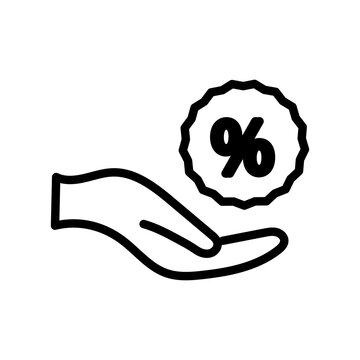 hand discount line icon logo vector image