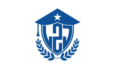 LZJ three letter iconic academic logo design vector template. monogram, abstract, school, college, university, graduation cap symbol logo, shield, model, institute, educational, coaching canter, tech